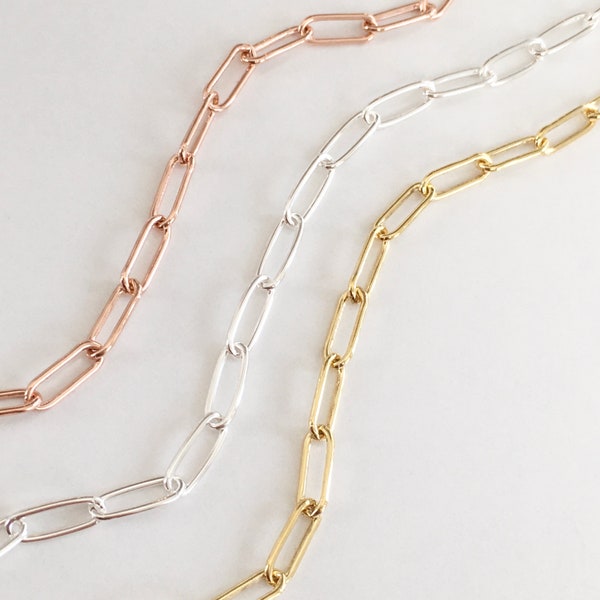 chunky paperclip necklace | layering necklace | sterling silver, gold filled, rose gold filled | hypoallergenic staple choker | 3mm