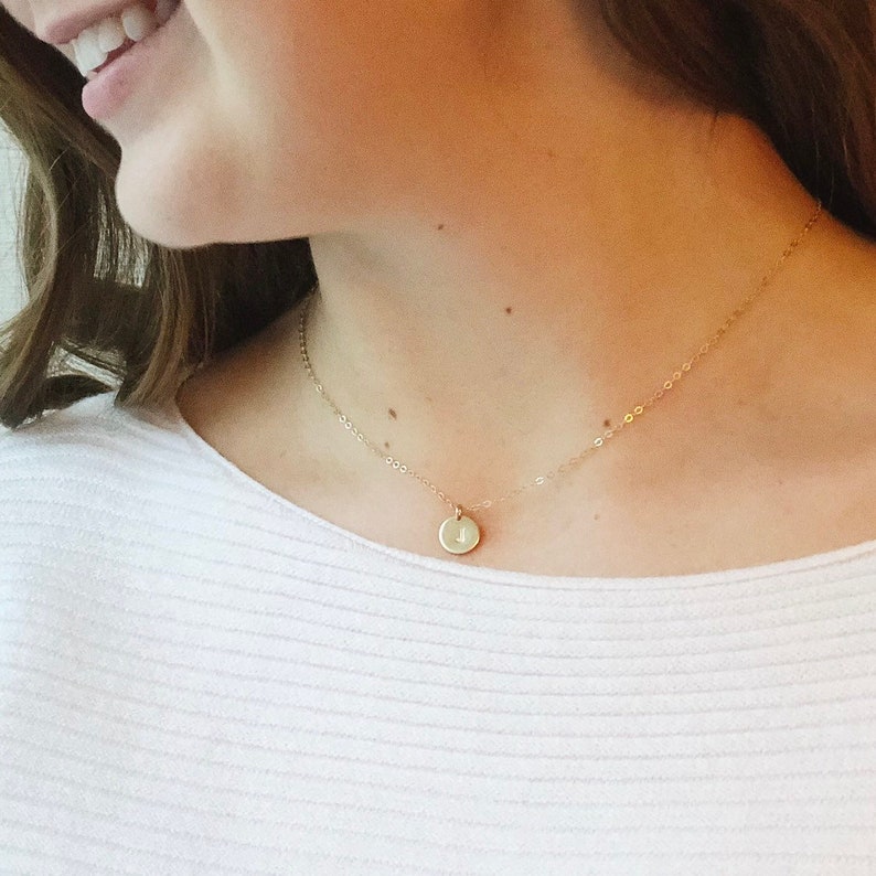 Medium & Mini Discs Necklace Letter Disc Necklace Initial Etsy