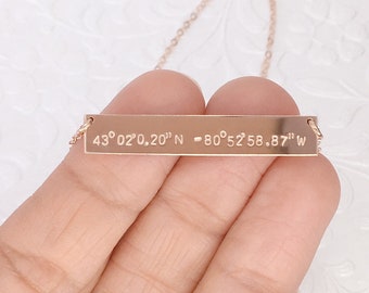 coordinates necklace | customized jewelry gift for wife, fiancé, girlfriend | gold filled, rose gold, silver | special place | 1.25" 1.5"