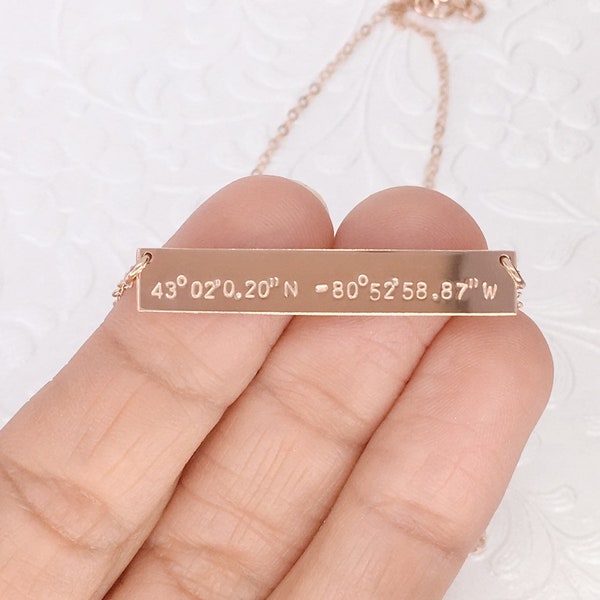 coordinates necklace | customized jewelry gift for wife, fiancé, girlfriend | gold filled, rose gold, silver | special place | 1.25" 1.5"