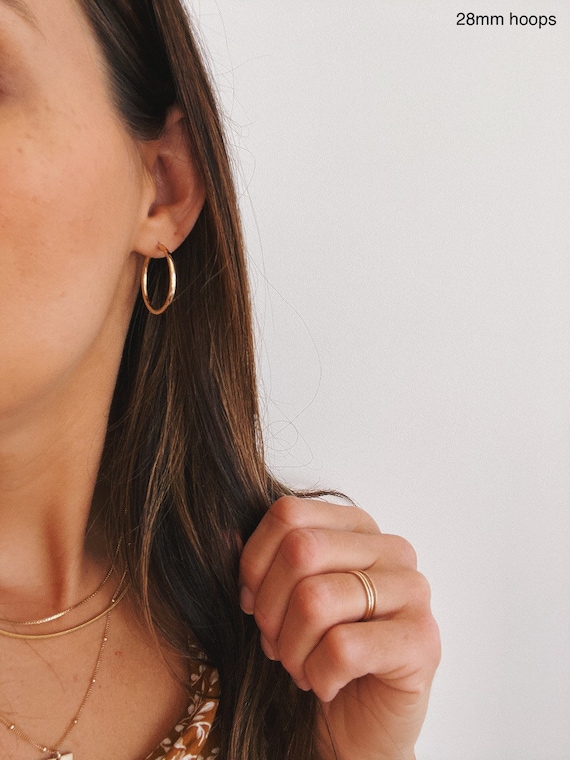 Gold Hoop Earrings 14k Gold Filled Hoops Click Back Hinge Hoops