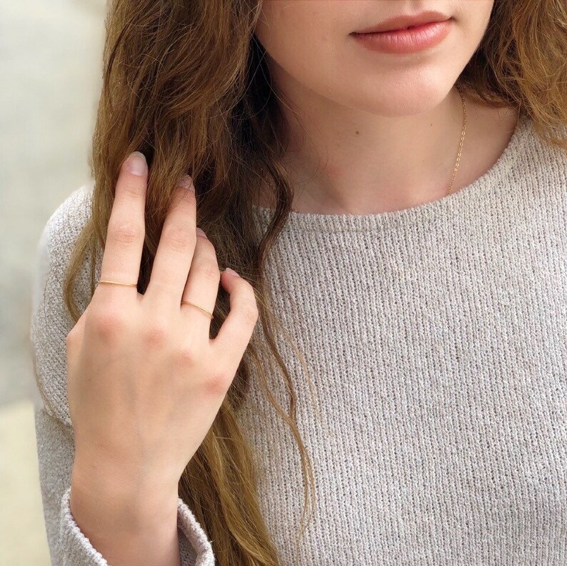 midi rings stacking ring set gold filled 1mm 3 stacking rings minimalist plain band simple rings rose gold silver