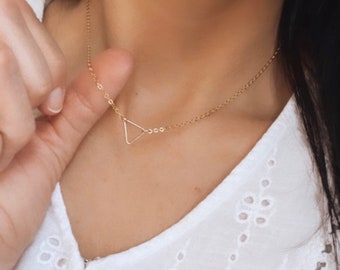 dainty triangle necklace | delicate minimalist gold filled necklace | pretty layering necklace | feminine jewelry | 10mm triangle