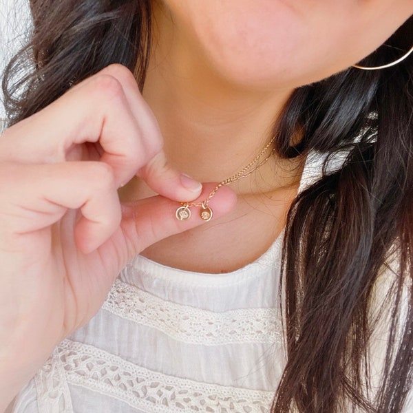 little birth flower necklace | birth month jewelry | friend birthday gift | mom gift | mini disc necklace | gold, silver, rose gold | 6mm