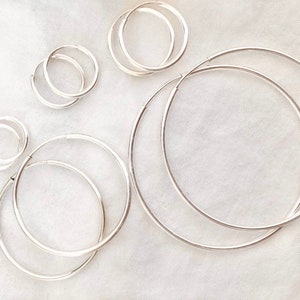 sterling silver endless hoops | live in hoop earrings | 925 sterling silver | simple dainty infinity hoops | hypoallergenic | 1 pair | 1.3mm