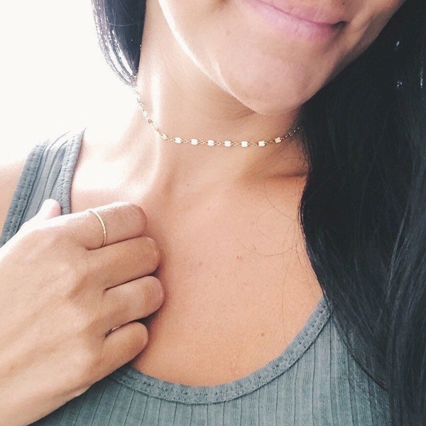 dainty lace choker necklace | shimmer layering necklace | gold filled necklace | tarnish resistant | silver gold filled rose gold | 2.4mm