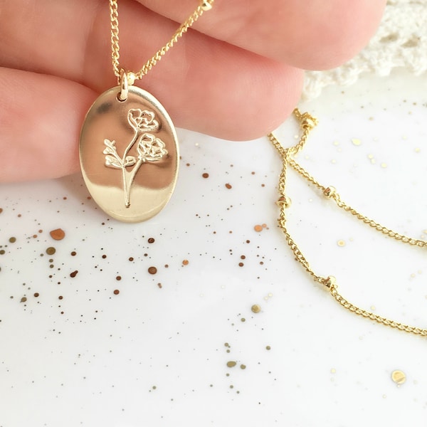 customized oval necklace | personalized jewelry gift for birthday | unique necklace | sterling silver, gold filled, rose gold | 12mm x 18mm