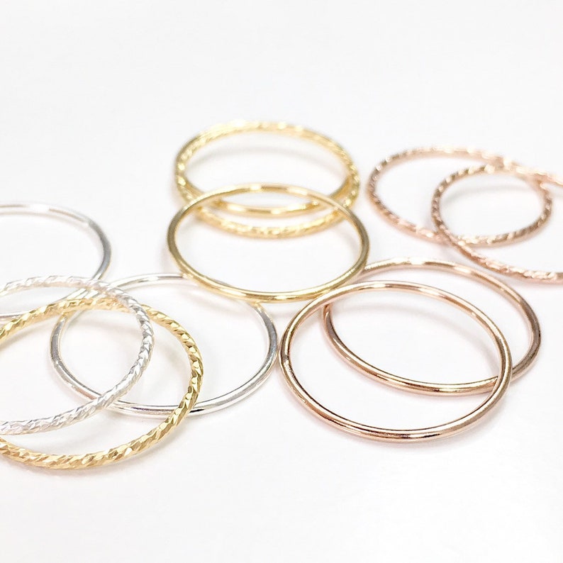 midi rings stacking ring set gold filled 1mm 3 stacking rings minimalist plain band simple rings rose gold silver