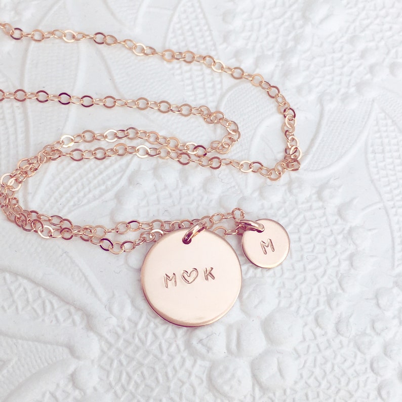 mama & mini disc necklace mothers day gift for mom, grandma customized multi disc necklace silver, gold filled, rose gold 13m image 3