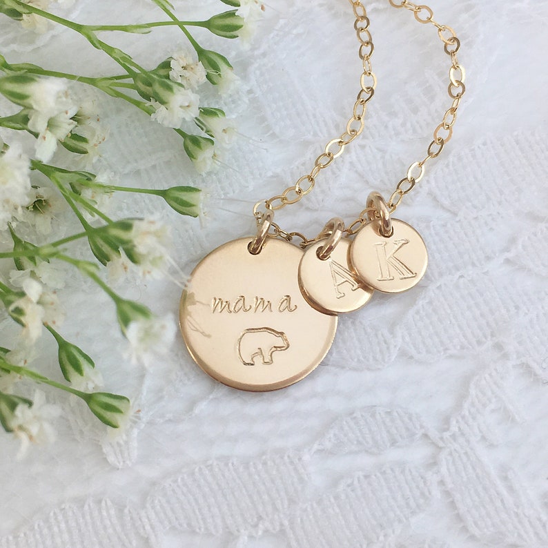 big & little disc necklace mothers day gift for mom or grandmother gold, rose gold, silver multi-disc necklace mama mini 13mm6mm image 4