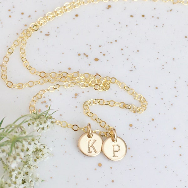 little initial disc necklace | necklace gift for Mom or Grandma | customized jewelry | gold filled, sterling silver, rose gold filled | 6mm