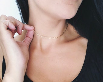 delicate choker necklace | sterling silver | gold filled | layering necklace | gold choker | patterned chain choker | 3.2mm