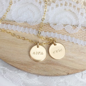 little name disc necklace gold, silver, rose gold mothers day necklace gift for mom baby name necklace 9mm multi disc image 4