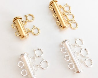 Necklace Layering Clasp - Sterling Silver or Gold Filled. Necklace spacer, detangler, multi necklace clasp