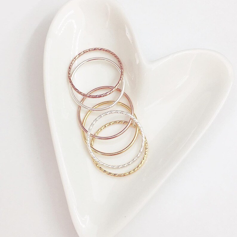 midi rings stacking ring set gold filled 1mm 3 stacking rings minimalist plain band simple rings rose gold silver