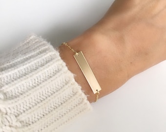 Personalized Bar Bracelet – Gold Filled, Rose Gold, Sterling Silver. 1.25 inch