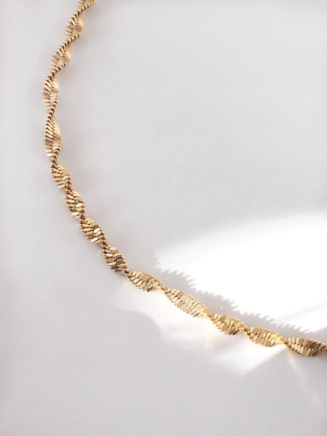 Twisted Herringbone Necklace in 18k Gold Filled Twisted Gold Filled