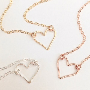 open heart necklace | jewelry gift for her - mom, wife, sister, friend | gold filled, rose gold heart necklace, sterling silver heart chain