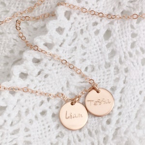 little name disc necklace gold, silver, rose gold mothers day necklace gift for mom baby name necklace 9mm multi disc image 10
