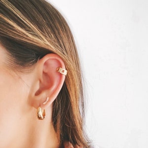 cuban chain cuff earring | 3% 18k gold filled | no piercing | cartilage conch cuff | hypoallergenic | 12mm size, 6mm thickness | 1 cuff