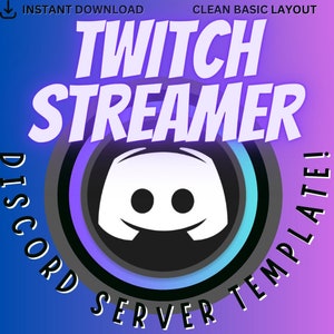 Twitch Streamer Community Discord Server Template INSTANT DOWNLOAD - Organized, Basic, Clean Aesthetic channels & emotes, fully customizable