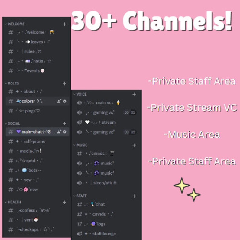 Pastel Aesthetic Streamer & Content Creator Discord Server Template