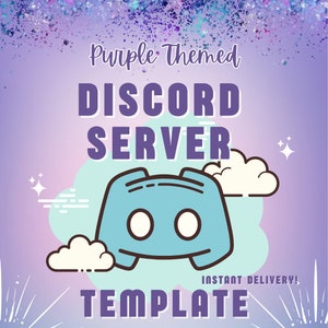 Minimalistic Purple Theme Discord Server Template | 50+ channels and roles | streamer | community | aesthetic | cute | INSTANT DOWNLOAD