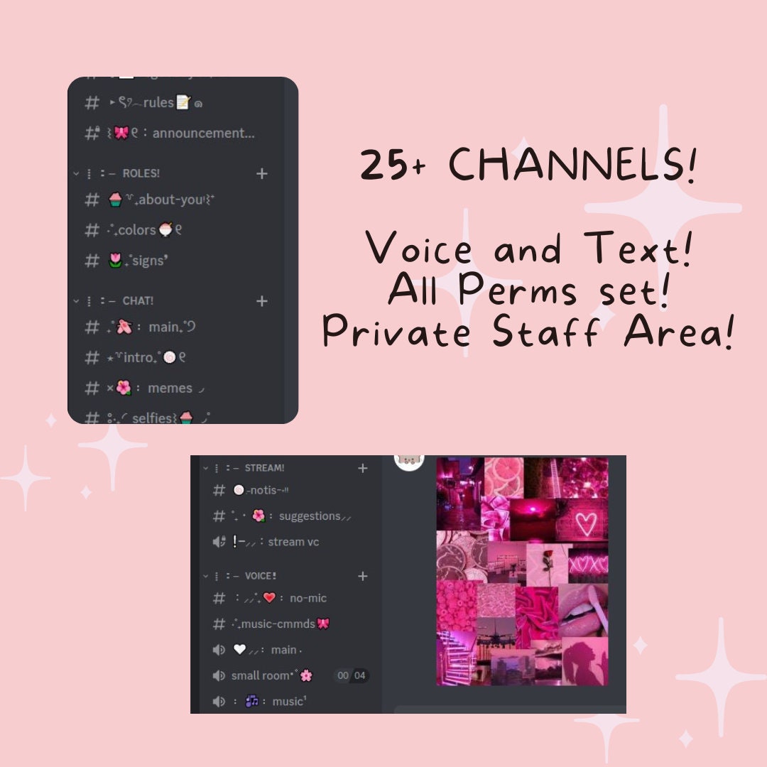 Cute Pink Aesthetic Discord Server Template Etsy