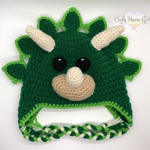 Dark Green Dinosaur Crochet Hat - Triceratops / Dinosaur Themed Gift