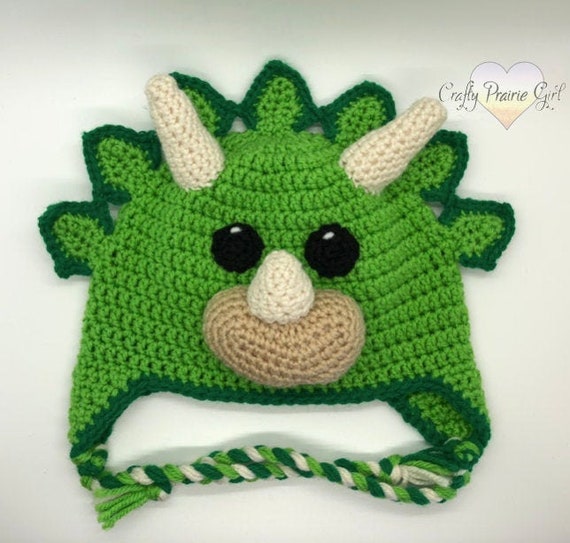 Dinosaur Crochet Hat / Triceratops Hat 