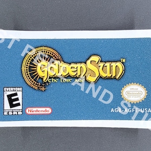 Etiqueta adhesiva de repuesto para GBA Golden Sun The Lost Age, calcomanía brillante, color azul