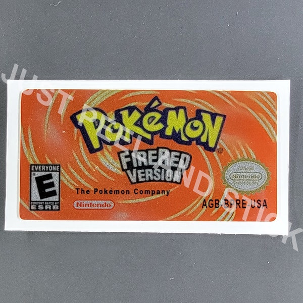 GBA Pokemon Fire Red Version Replacement Label Decal Foil Metallic Sticker or Glossy Choose Variation