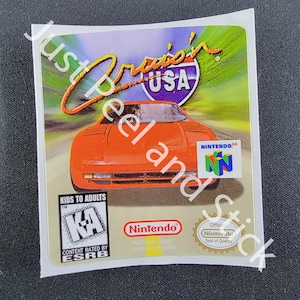 N64 Cruis'n Cruisn USA vervangende sticker sticker Nintendo 64