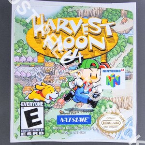 Nintendo N64 Harvest Moon 64 Substituição Etiqueta Decalque Acabamento Brilhante Adesivo N 64