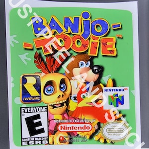 任天堂 N64 バンジョーとトゥーイ 交換用ラベル デカール 光沢仕上げ ステッカー N 64