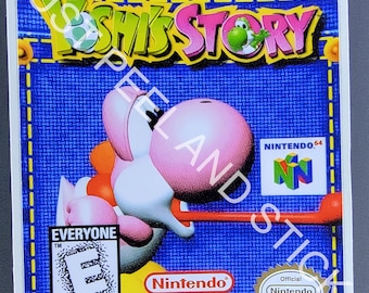 N64 Yoshi's Story Replacement Label Decal Glossy Finish Sticker