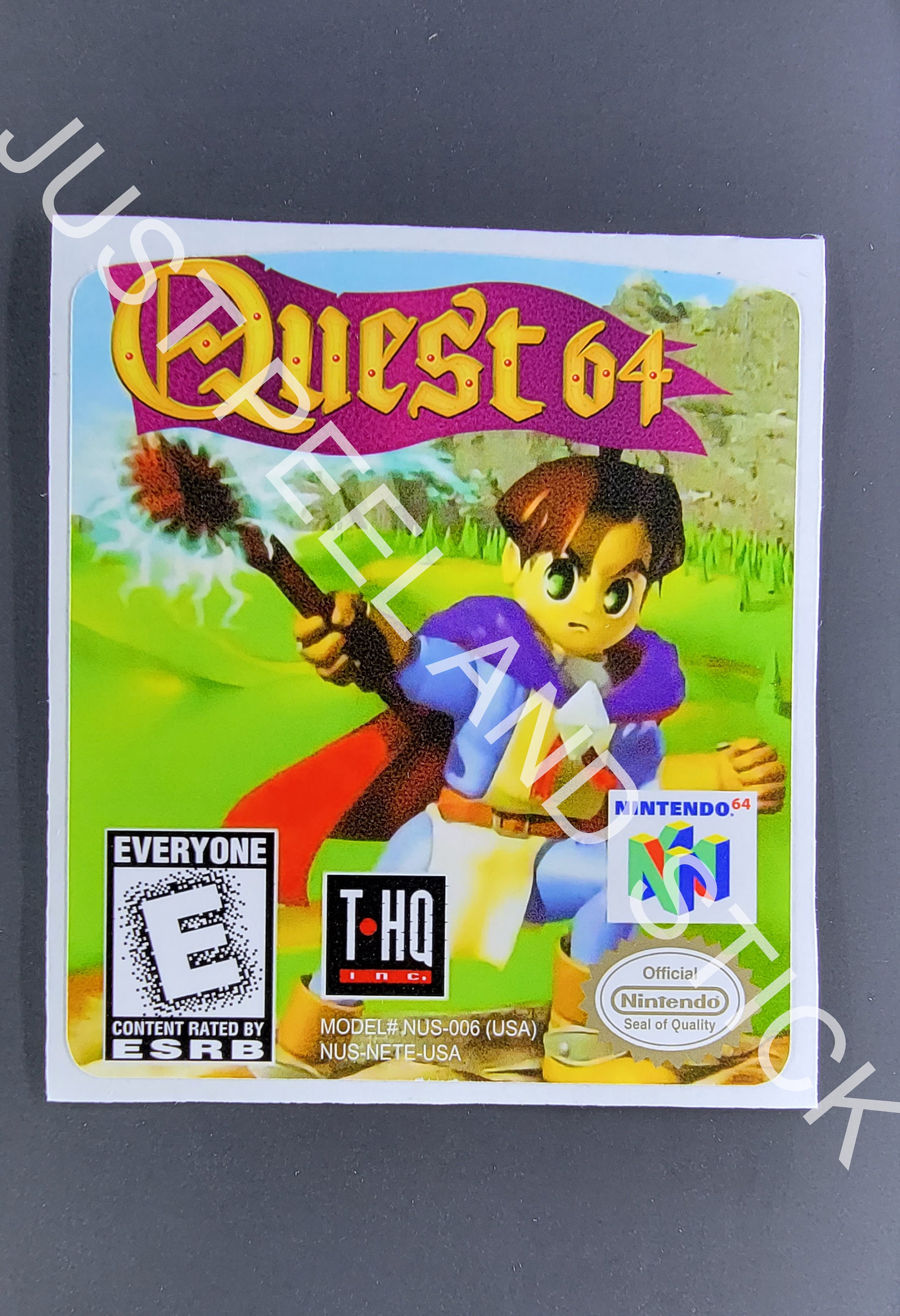 Nintendo N64 Quest 64 Replacement Label Decal Glossy Finish