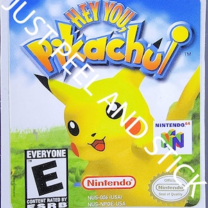 Nintendo 64 N64 Ei, Pikachu! Etiqueta de substituição Decalque Adesivo Nintendo