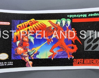 SNES Super Metroid Replacement Label Decal Glossy Sticker Nintendo