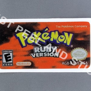 GBA Pokemon Ruby Versão Substituição Etiqueta Decalque Foil Adesivo Metálico