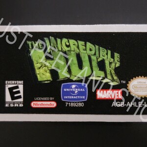 GBA インクレディブル・ハルク 交換用ラベル デカール 光沢ステッカー