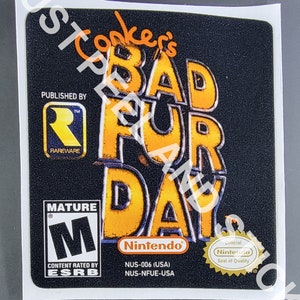 Etiqueta adhesiva de repuesto Conkers Bad Fur Day para Nintendo N64