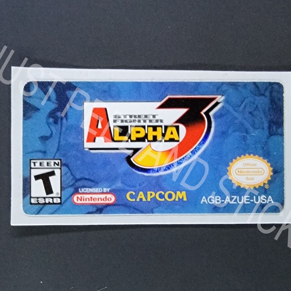 GBA Street Fighter 3 Alpha Replacement Label Decal Glossy Sticker