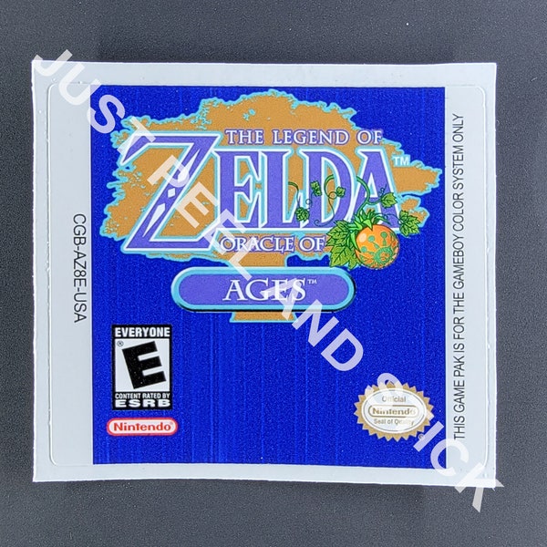 Gameboy Color Zelda Oracle of Ages Replacement Label Decal Sticker Nintendo