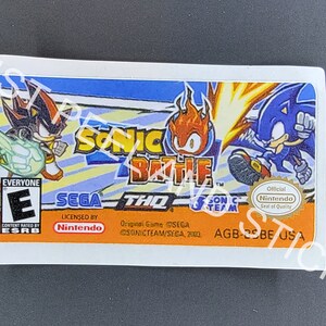 Etiqueta adhesiva de repuesto para GBA Sonic Battle con acabado brillante