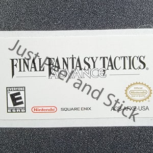 GBA Final Fantasy Tactics Blvd Ersatz Label Aufkleber glänzend Finish Sticker GameBoy