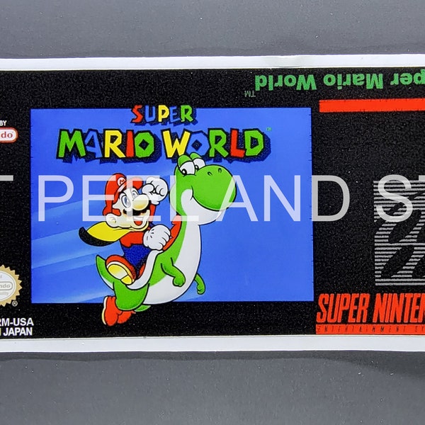 SNES Super Mario World Replacement Label Decal Glossy Sticker Nintendo