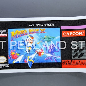 SNES Mega Man X Ersatzspiel Spiel Patrone Aufkleber glänzend Aufkleber Nintendo