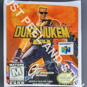 Nintendo N64 Duke Nukem 64 vervangende sticker sticker glanzende afwerking sticker N 64