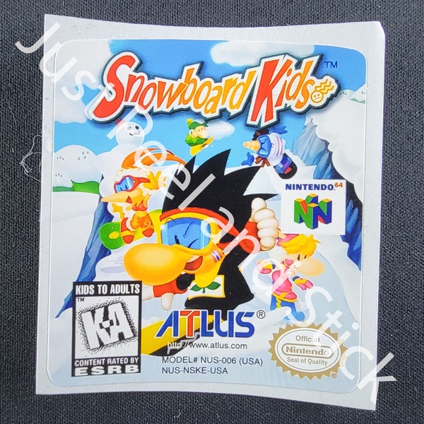 N64 Snowboard Kids Replacement Label Decal Glossy paper Finish Sticker Nintendo